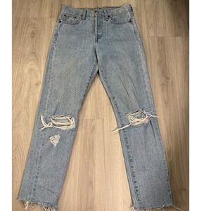 Levi's Light Blue Straight Leg Ripped Jeans